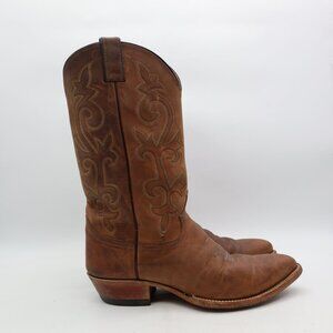 Justin Cowboy Western Boots Men's Size 11 D Brown Leather USA Style #2252